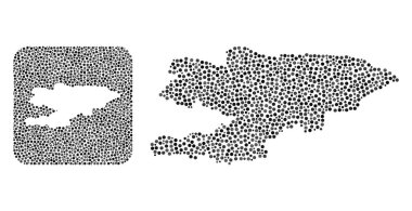 Kırgızistan Haritası - Çıkarılmış Boşluklu Noktalı Mozaik