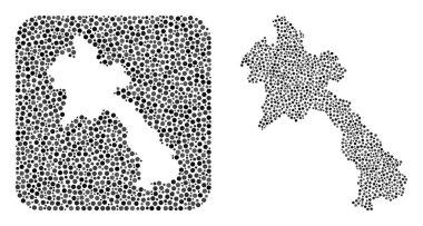 Laos Haritası - Delikli Nokta Kolajı