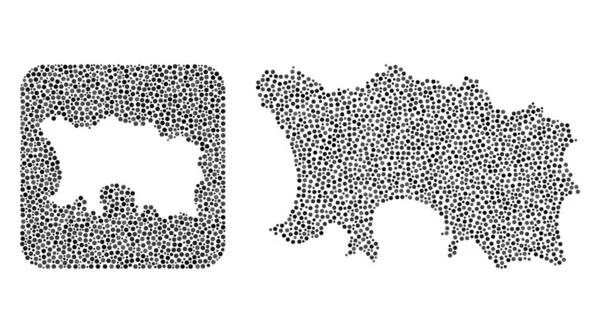 Jersey Adası Haritası - Delikli Dot Mozaiği