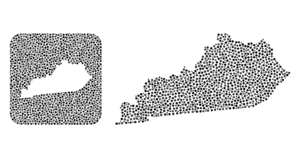 Mappa dello stato del Kentucky - Dot Collage with Hole — Vettoriale Stock