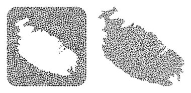 Malta Adası Haritası - Çıkarılan Boşluklu Dot Mozaiği