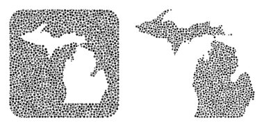 Michigan Haritası - Şablonlu Noktalı Mozaik