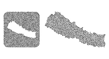 Nepal Haritası- Çıkarılmış Boşluklu Noktalı Mozaik