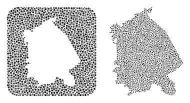 Pavlodar Bölgesi Haritası - Stencil ile Dot Mozaiği