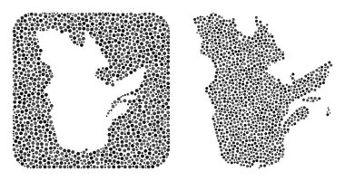 Quebec Eyaleti Haritası - Şablonlu Noktalı Kolaj