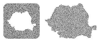 Romanya Haritası - Delikli Dot Mozaiği