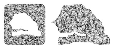 Senegal Haritası - Çıkarılmış Boşluklu Nokta Kolajı