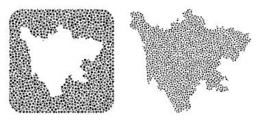 Sichuan Eyaleti Haritası - Delikli Noktalı Kolaj