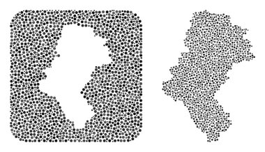 Silesia Eyaleti Haritası - Stencil ile Noktalı Kolaj