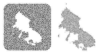 Skyros Adası Haritası - Delikli Dot Mozaiği