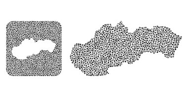 Slovakya Haritası - Çıkarılan Boşluklu Dot Mozaiği