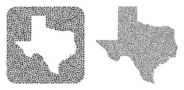 Teksas Haritası - Şablonlu Noktalı Mozaik