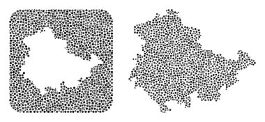 Thuringia Eyaleti Haritası - Delikli Dot Mozaiği