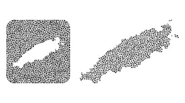 Tobago Adası Haritası - Stencil 'li Dot Mozaiği