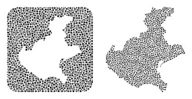 Veneto Bölgesi Haritası - Stencil ile Dot Mozaiği