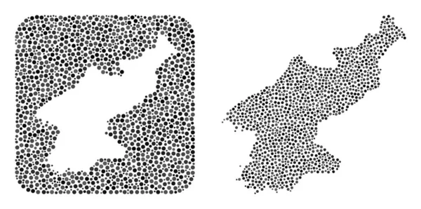 Mapa de Corea del Norte - Dot mosaico con agujero — Archivo Imágenes Vectoriales