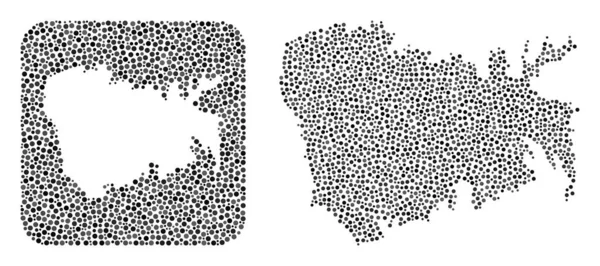 Mapa da ilha de Nuku Hiva - Mosaico pontilhado com estêncil —  Vetores de Stock