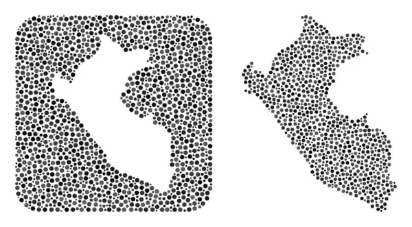 Peru Haritası - Kalıplı Nokta Kolajı