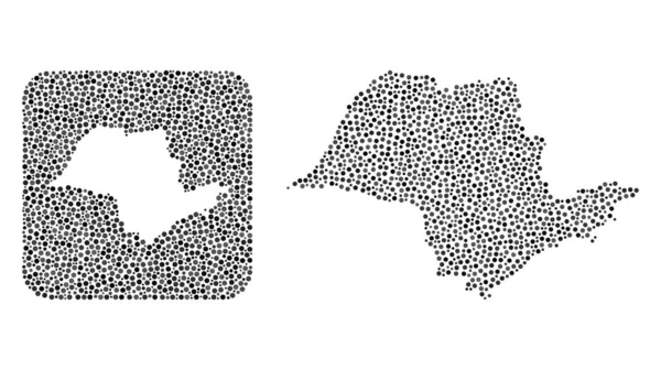 Mapa del Estado de Sao Paulo - Collage de Puntos con Plantilla — Archivo Imágenes Vectoriales