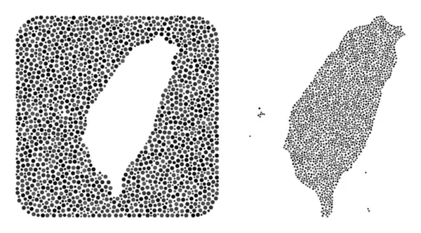 Tayvan Haritası - Çıkarılan Boşluklu Noktalı Kolaj — Stok Vektör