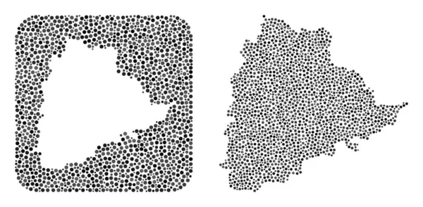 Mapa del Estado de Telangana - Collage punteado con Plantilla — Archivo Imágenes Vectoriales
