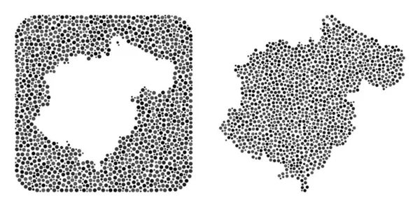 Mapa da província de Teruel - Dot Mosaic com espaço subtraído —  Vetores de Stock