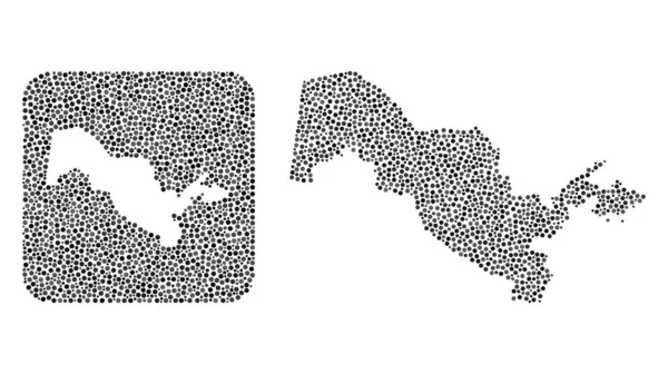 Özbekistan Haritası - Çıkarılan Boşluklu Nokta Kolajı