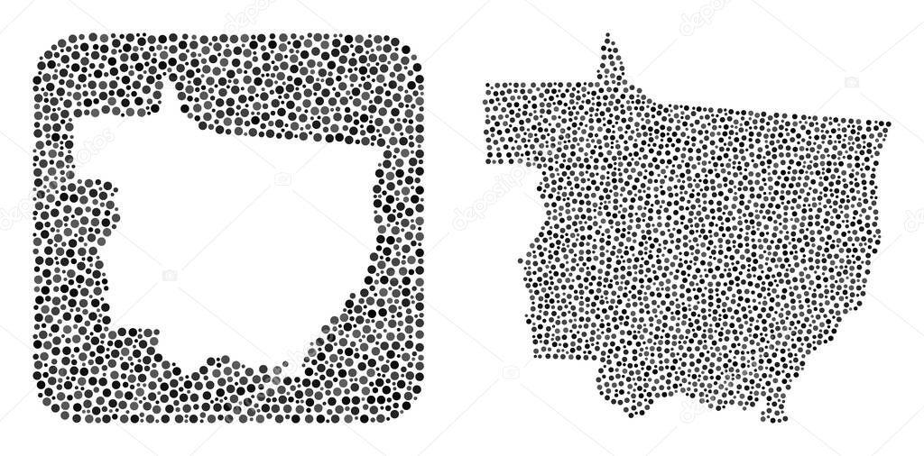 Map of Mato Grosso State - Dot Collage with Subtracted Space