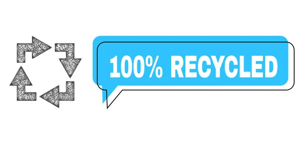 100 Prozent recycelte Chat-Cloud und Netzrecycling-Icon verschoben — Stockvektor