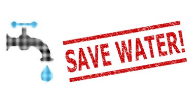 Dokulu Kaydetme Suyu Ünlemi. Damga ve Yarım Tonlu Noktalı Su Musluğu