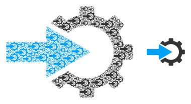 Çarkla Bütünleşme Özyineleme Simgesi Kolajı