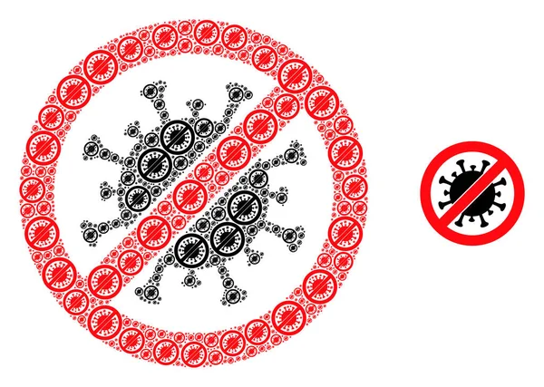 Stoppt das fraktale Icon-Mosaik des Virus — Stockvektor