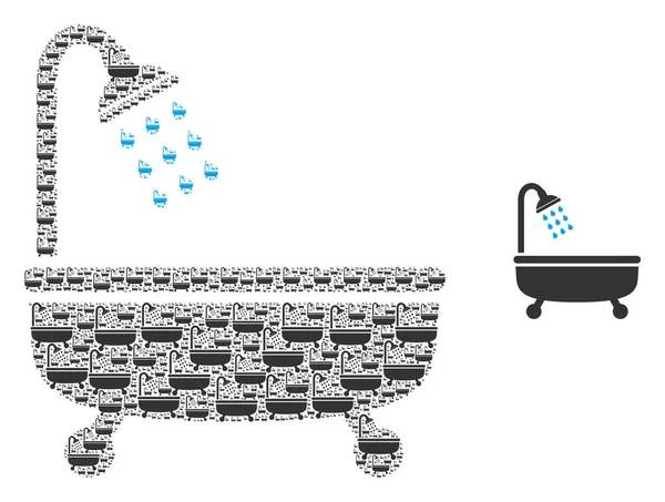 Doccia Vasca da bagno Recursione Icona Composizione — Vettoriale Stock