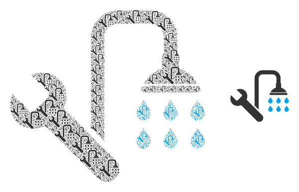 Collage de l'icône fractale de plomberie — Image vectorielle
