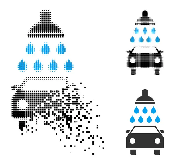 Przenoszenie i Halftone Dotted Car Shower Ikona — Wektor stockowy