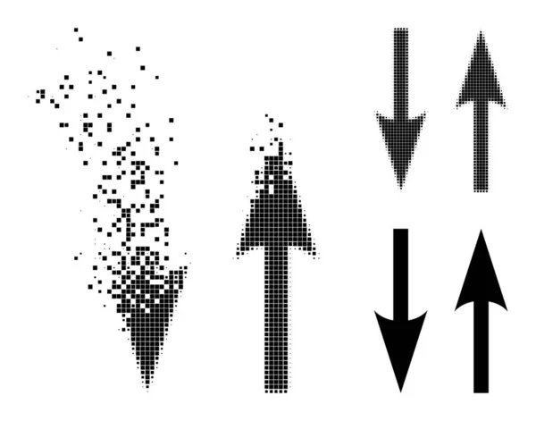 Ícone de setas de troca vertical Pixelada danificada e meio-tom —  Vetores de Stock