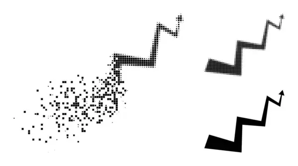 Ерозія і напівтонова пунктирна крива Стрілка Гліф — стоковий вектор