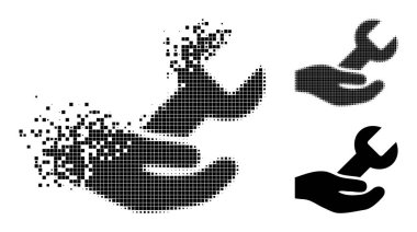 Çürümüş ve yarım ton Pixelated Tamir Servisi Simgesi