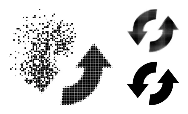 Icône des flèches d'échange pointillées mobiles et demi-tons — Image vectorielle