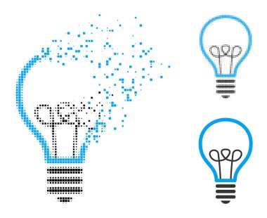 İmha ve Yarım Tonlama Noktalı Lamba Ampul Simgesi