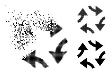 Erozyon ve Yarıtonik Pixel Dönen Oklar Simgesi