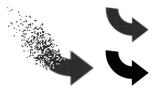 Destructed and Halftone Pixelated Rotate Ccw Glyph — Stockový vektor