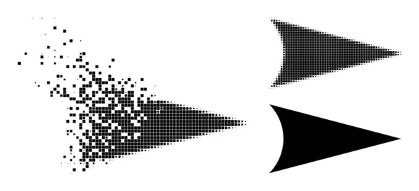 Zersetzt und Halftone Pixel Pfeilspitze rechts Glyph — Stockvektor