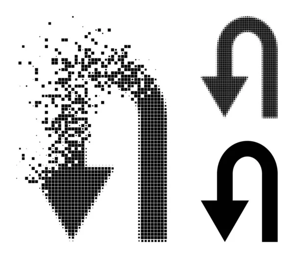 Éclatement et demi-teinte Pixelated Retourner Icône — Image vectorielle