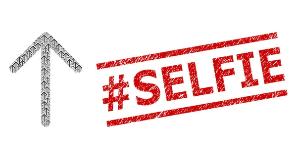 Arrow Up Fractal Mosaik av Arrow Up objekt och repade hashtag Selfie Seal Stamp — Stock vektor