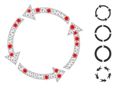 Çokgen Kablo Çerçevesi Coronavirüs Düğümleri ile Pictogram Geri Dönüşüm