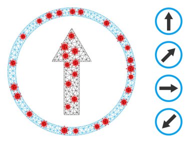 Virüs elementleriyle Çokgen Kablo Çerçevesi Yuvarlak Ok Resim Grafiği