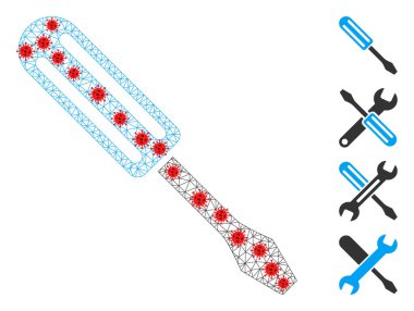Patojen Ögeleri ile Çokgen Ağ Tornavida Simgesi