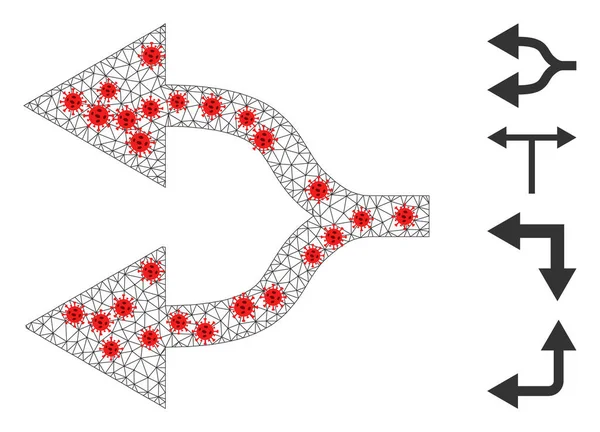 Polygonal Carcass Split strzałki w lewo ikona z elementów zakaźnych — Wektor stockowy