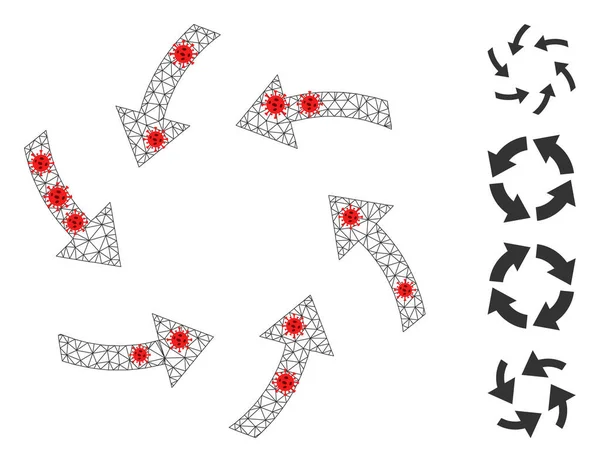 Пиктограмма со стрелками многоугольной сетки с элементами инфекции — стоковый вектор